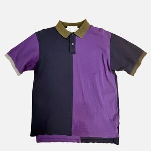 Vintage Izod Club Purple and Black Colorblock Polo Men's Large Bloke Indie 90s